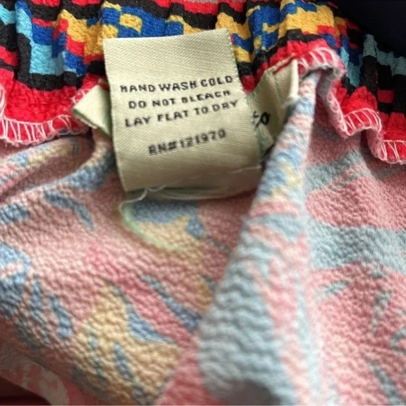 Flying Tomato Red & Cream Boho Off the Shoulder Floral Print Blouse Size Small S - Picture 9 of 10